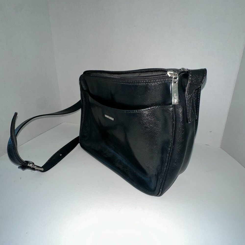 Louis Feraud Authentic Paris Black Cowhide Leather Crossbody Shoulder Bag